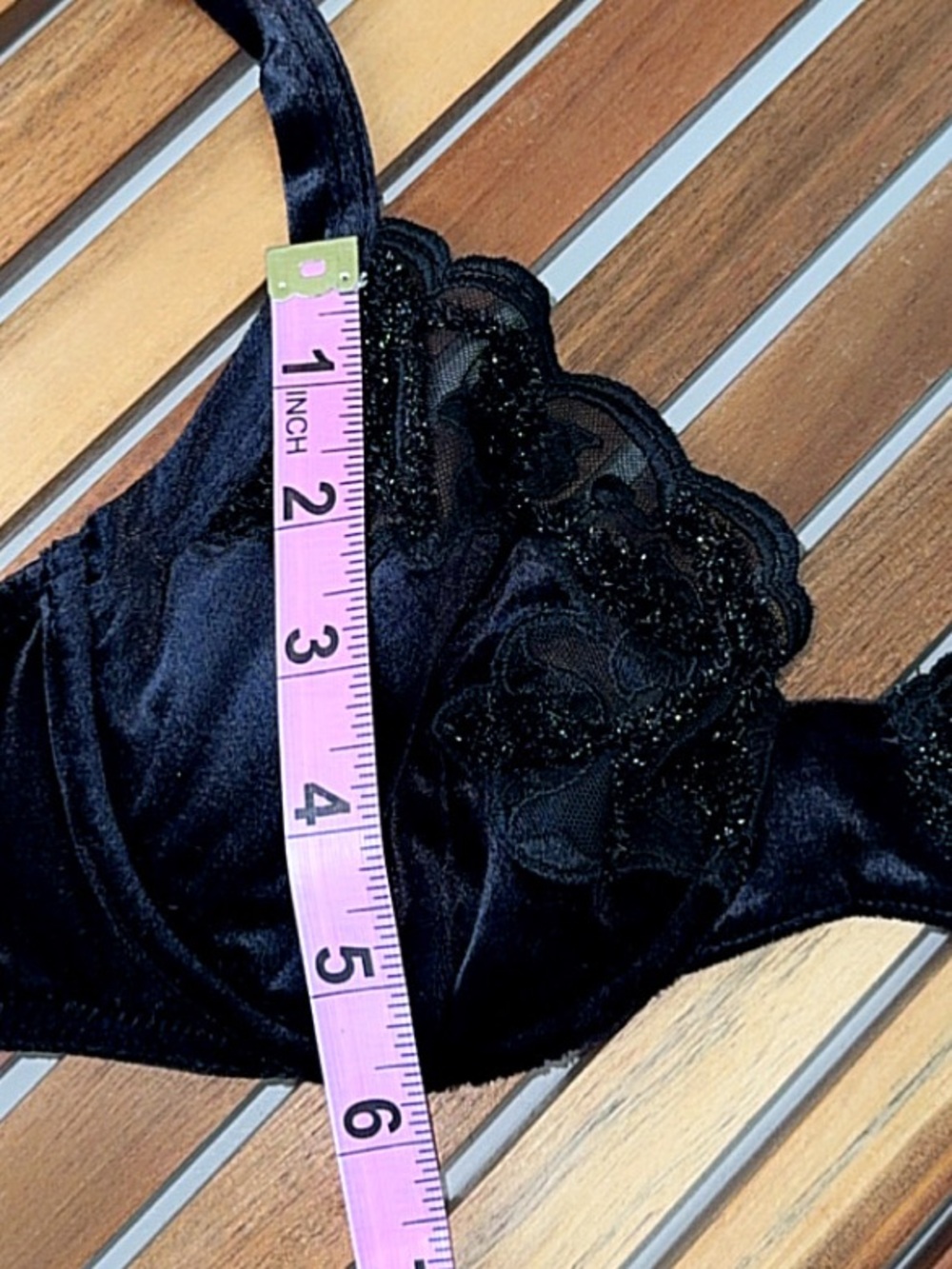 Vintage La Perla sz. 2 Black Velvet Metallic Lace UW Bra 32C super rare Pristine - Picture 13 of 14